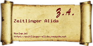 Zeitlinger Alida névjegykártya